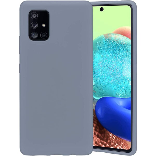 Ntech Hoesje Geschikt Voor Samsung Galaxy A71 Hoesje - Fluweelzachte Microvezel Siliconen Back Cover – Grijs