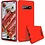 Ntech Hoesje Geschikt Voor Samsung Galaxy S10 Hoesje - Fluweelzachte Microvezel Siliconen Back Cover – Rood
