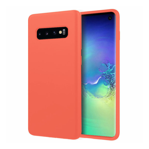 Ntech Hoesje Geschikt Voor Samsung Galaxy S10 Hoesje - Fluweelzachte Microvezel Siliconen Back Cover – Koraal