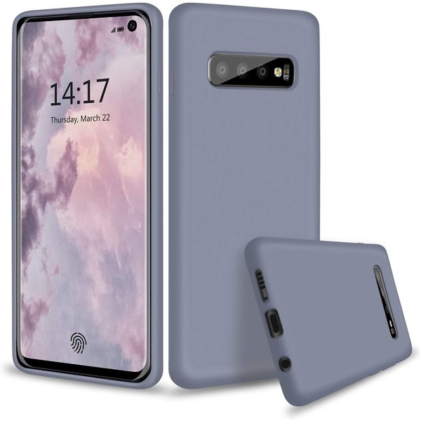 Ntech Hoesje Geschikt Voor Samsung Galaxy S10 Hoesje - Fluweelzachte Microvezel Siliconen Back Cover – Grijs