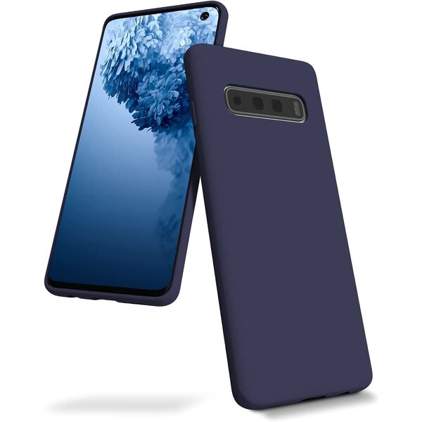 Ntech Hoesje Geschikt Voor Samsung Galaxy S10 Plus Hoesje - Fluweelzachte Microvezel Siliconen Back Cover – Donkerblauw