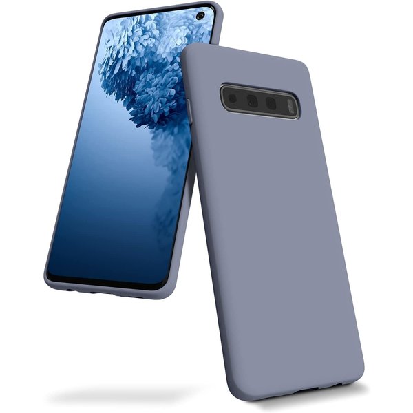 Ntech Hoesje Geschikt Voor Samsung Galaxy S10 Plus Hoesje - Fluweelzachte Microvezel Siliconen Back Cover – Grijs