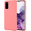 Ntech Hoesje Geschikt Voor Samsung Galaxy S20 Hoesje - Fluweelzachte Microvezel Siliconen Back Cover – Koraal