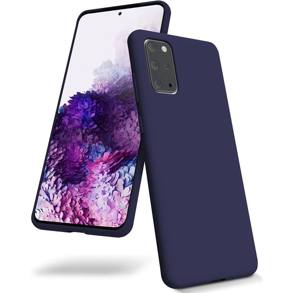 Ntech Hoesje Geschikt Voor Samsung Galaxy S20 Plus Hoesje - Fluweelzachte Microvezel Siliconen Back Cover – Donkerblauw
