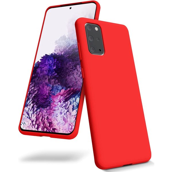 Ntech Hoesje Geschikt Voor Samsung Galaxy S20 Plus Hoesje - Fluweelzachte Microvezel Siliconen Back Cover – Rood