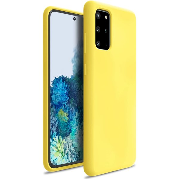 Ntech Hoesje Geschikt Voor Samsung Galaxy S20 Plus Hoesje - Fluweelzachte Microvezel Siliconen Back Cover – Geel