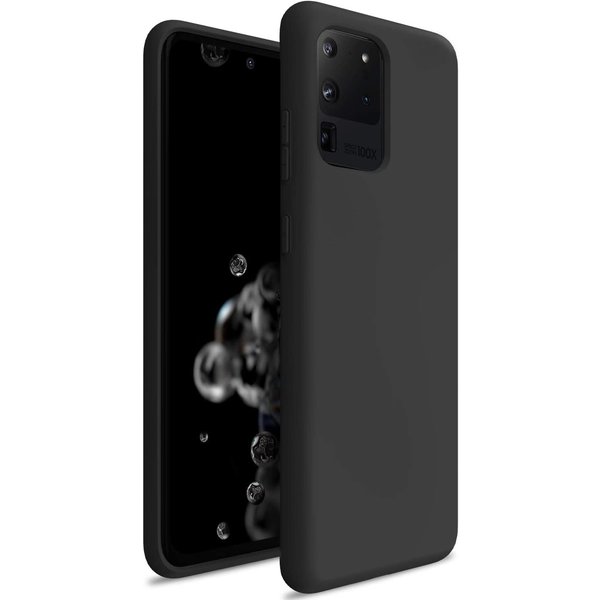 Ntech Hoesje Geschikt Voor Samsung Galaxy S20 Ultra Hoesje - Fluweelzachte Microvezel Siliconen Back Cover – Zwart