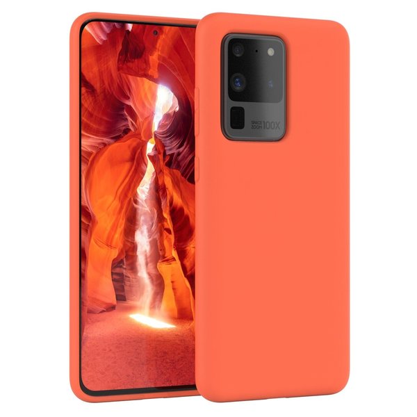 Ntech Hoesje Geschikt Voor Samsung Galaxy S20 Ultra Hoesje - Fluweelzachte Microvezel Siliconen Back Cover – Koraal
