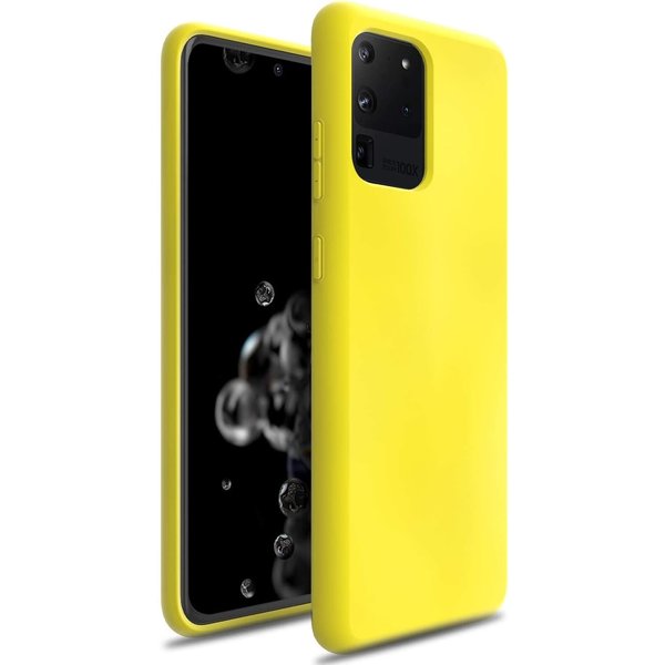 Ntech Hoesje Geschikt Voor Samsung Galaxy S20 Ultra Hoesje - Fluweelzachte Microvezel Siliconen Back Cover – Geel