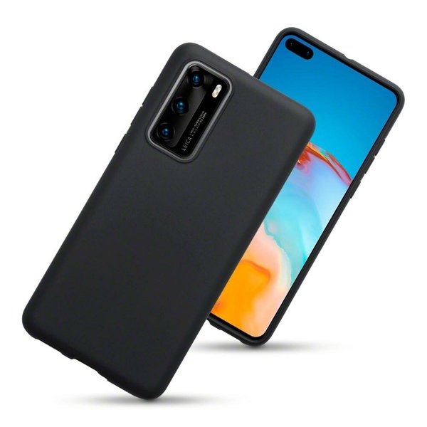 Ntech Hoesje Geschikt voor Huawei P40 Hoesje - Fluweelzachte Microvezel Siliconen Back Cover – Zwart