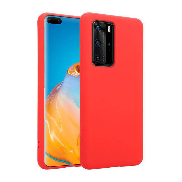 Ntech Hoesje Geschikt voor Huawei P40 Hoesje - Fluweelzachte Microvezel Siliconen Back Cover – Rood