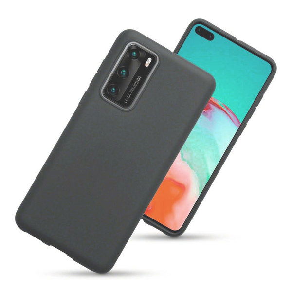 Ntech Hoesje Geschikt voor Huawei P40 Hoesje - Fluweelzachte Microvezel Siliconen Back Cover – Grijs