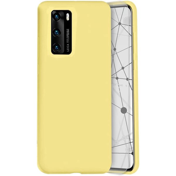 Ntech Hoesje Geschikt voor Huawei P40 Hoesje - Fluweelzachte Microvezel Siliconen Back Cover – Geel