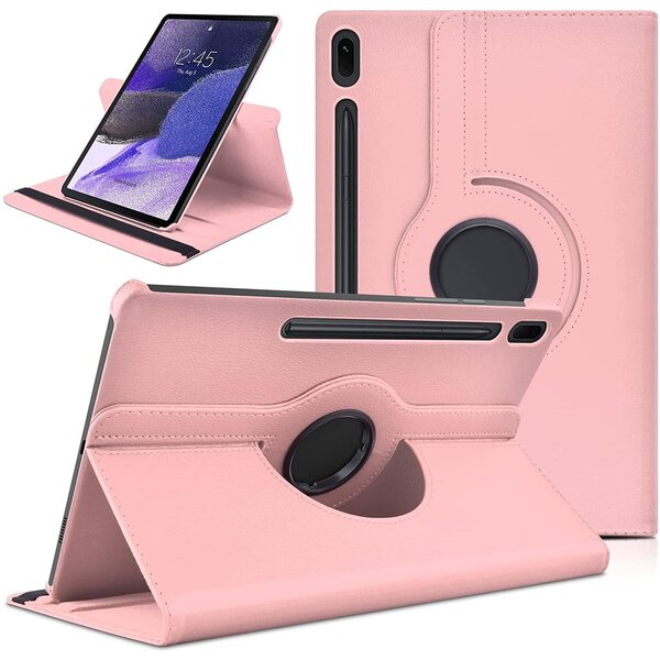 Ntech Hoesje Geschikt Voor Samsung Galaxy Tab S8 Plus hoes Draaibare Book Case Cover Licht Roze - Hoesje Geschikt Voor Samsung Galaxy Tab S8 Plus hoesje 2022/ Tab S7 FE 2021/Tab S7 Plus 2020 hoesje -Tablet Hoes 12.4 Inch