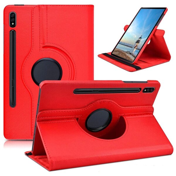 Ntech Hoesje Geschikt Voor Samsung Galaxy Tab S8 Plus hoes Draaibare Book Case Cover Rood - Hoesje Geschikt Voor Samsung Galaxy Tab S8 Plus hoesje 2022/ Tab S7 FE 2021/Tab S7 Plus 2020 hoesje -Tablet Hoes 12.4 Inch