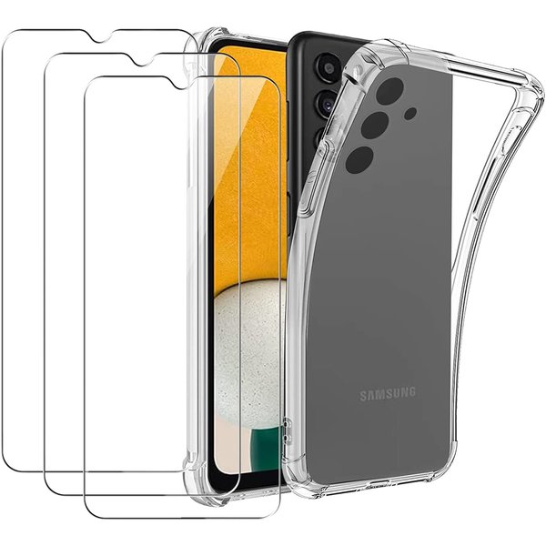 Ntech Hoesje Geschikt Voor Samsung Galaxy A14 5G/4G Hoesje transparant Anti Shock silicone Hoesje Geschikt Voor Samsung Galaxy A14 5G hoesje silicone Backcover Hoesje Geschikt Voor Samsung Galaxy A14 Screenprotector Glazen 3 pack