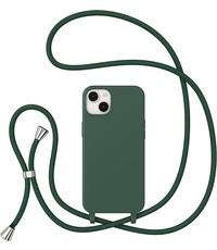 Ntech iPhone 14 Hoesje Groen - soft Siliconen Back Cover met Koord