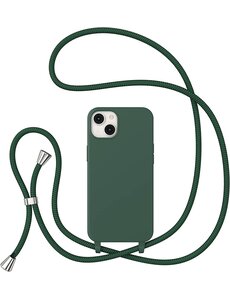 Ntech iPhone 14 Plus Hoesje Groen - soft Siliconen Back Cover met Koord