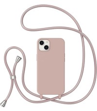 Ntech iPhone 14 Plus Hoesje Licht Roze - soft Siliconen Back Cover met Koord