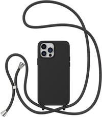Ntech iPhone 14 Pro Hoesje Zwart - soft Siliconen Back Cover met Koord