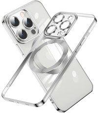 Ntech iPhone 14 Pro Max hoesje Magnetisch Met Lens beschermer Zilver