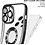 Ntech Hoesje Geschikt voor iPhone 14 Pro – Met Magnetisch Ring Magesafe compatibel backcover – Lens beschermer – Transparant / Zwart