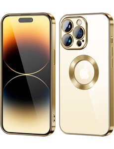 Ntech iPhone 14 Pro hoesje Magnetisch Met Lens beschermer Goud