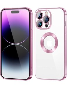 Ntech iPhone 14 Pro hoesje Magnetisch Met Lens beschermer Rose Goud