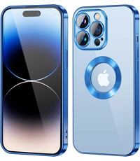 Ntech iPhone 14 Pro hoesje Magnetisch Met Lens beschermer Blauw