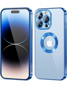 Ntech iPhone 14 Pro hoesje Magnetisch Met Lens beschermer Blauw