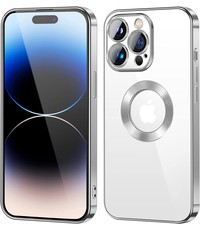 Ntech iPhone 14 Pro hoesje Magnetisch Met Lens beschermer Zilver