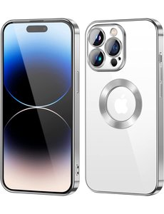 Ntech iPhone 14 Pro hoesje Magnetisch Met Lens beschermer Zilver