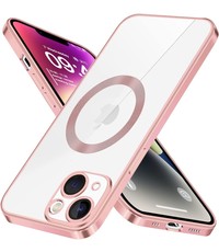 Ntech iPhone 14 hoesje Magnetisch Met Lens beschermer Rose Goud