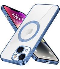 Ntech iPhone 14 hoesje Magnetisch Met Lens beschermer Blauw