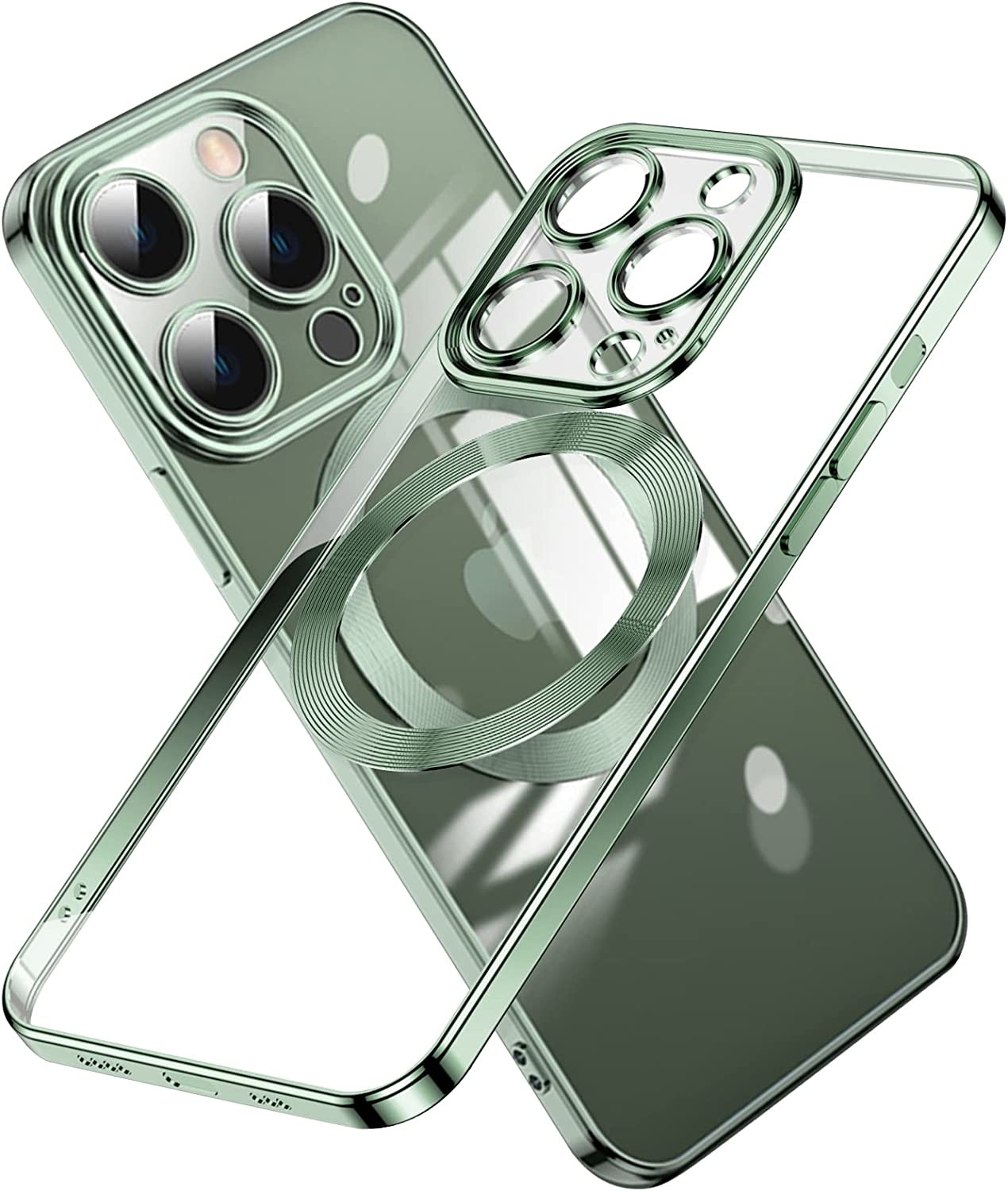 Derbevilletest Parameters Klem iPhone 14 hoesje Magnetisch Met Lens beschermer Groen - Magneet hoesje  MagSafe Compatible Case cover iPhone 14 - Phonecompleet.nl