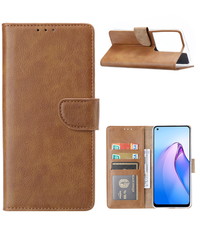 Ntech Oppo Reno 8 Pro Hoesje met Pasjeshouder Bruin