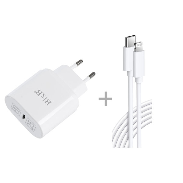 BixB BixB 25W USB C Oplader Geschikt voor iPhone 14 / oplader Geschikt voor iPhone 13 / 12 / 11 / SE/ Geschikt Voor iPads USB C Adapter - Snellader met USB C naar Lightning-oplaadkabel