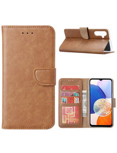 Ntech Samsung Galaxy A14 5G/4G Hoesje met Pasjeshouder Bruin