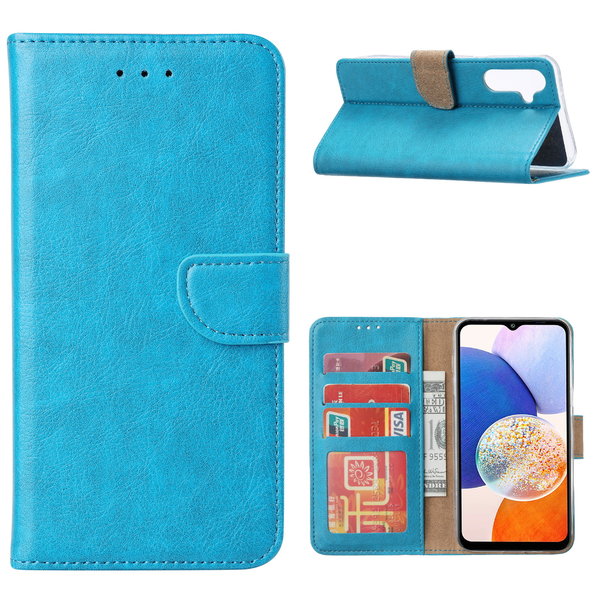 Ntech Samsung Galaxy A14 5G/4G Hoesje met Pasjeshouder – bookcase Portemonnee – Blauw
