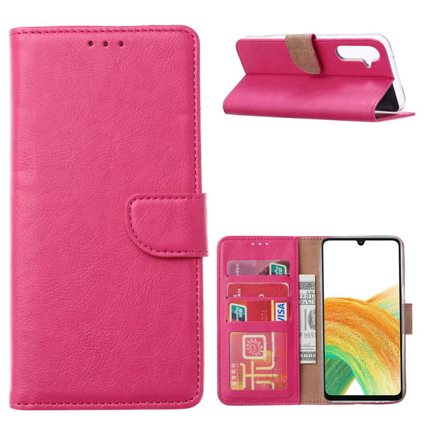Ntech Hoesje Geschikt Voor Samsung Galaxy A14 5G/4G Hoesje met Pasjeshouder – bookcase Portemonnee – Roze