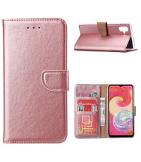 Ntech Samsung Galaxy A04e Hoesje met Pasjeshouder Rose Goud