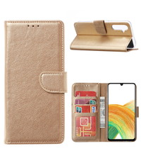Ntech Samsung Galaxy A04e Hoesje met Pasjeshouder Goud