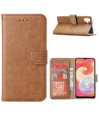 Ntech Samsung Galaxy A04e Hoesje met Pasjeshouder Bruin