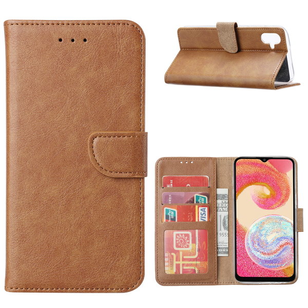 Ntech Hoesje Geschikt Voor Samsung Galaxy A04e Hoesje met Pasjeshouder – Bookcase – Bruin
