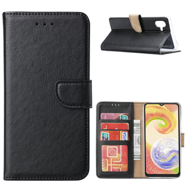 Ntech Hoesje Geschikt Voor Samsung Galaxy A04 Hoesje met Pasjeshouder – Bookcase – Zwart