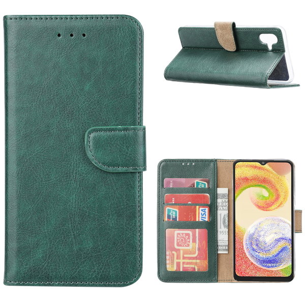 Ntech Samsung Galaxy A04 Hoesje met Pasjeshouder – Bookcase – groen