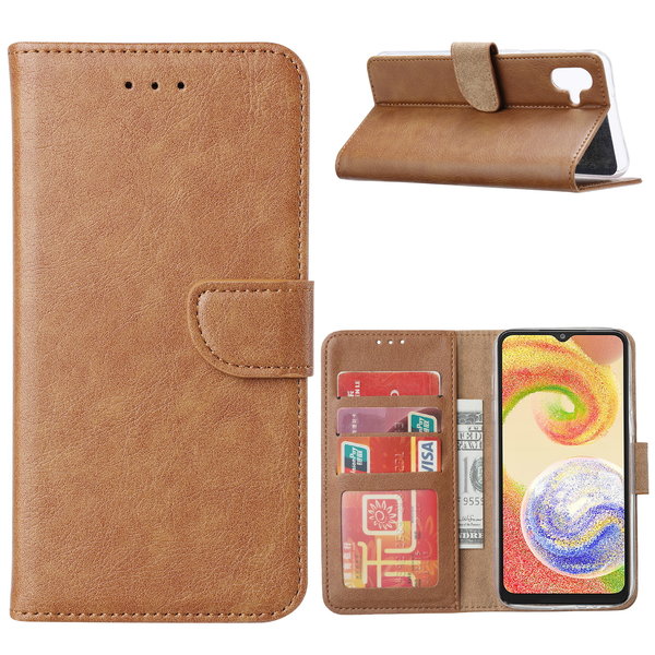 Ntech Hoesje Geschikt Voor Samsung Galaxy A04 Hoesje met Pasjeshouder – Bookcase – Bruin