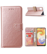 Ntech Samsung Galaxy A04 Hoesje met Pasjeshouder Rose Goud