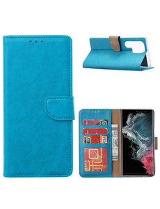 Ntech Samsung Galaxy S23 Ultra Hoesje met Pasjeshouder Blauw