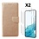 Ntech Hoesje Geschikt Voor Samsung Galaxy S23 Hoesje met Pasjeshouder - bookcase – Met 2x Screenprotector / gehard glas – Goud